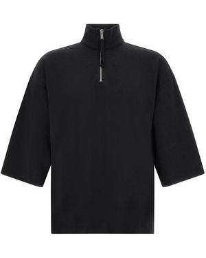 Thom Krom Solid Mock Collar Sweatshirt - Blue