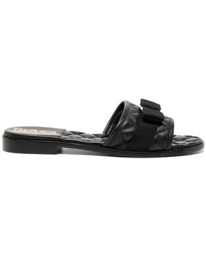 Ferragamo Slip On Sandals - Black