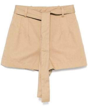 Moncler Cotton Blend Shorts - Natural