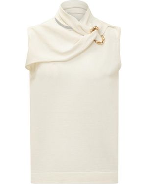 Jil Sander Sleek Wool Crop Top For Ss24 - White
