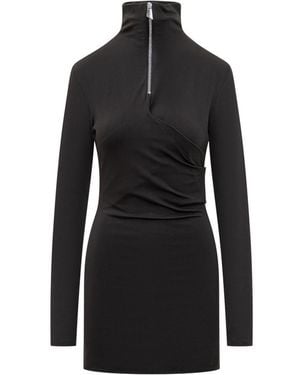 The Attico Solid Turtle Neck Mini Dress - Black