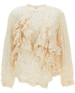 Comme des Garçons Ivory Ruffled None Top - Natural