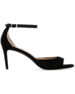 Stuart Weitzman Solid Open Toe Heels - Black