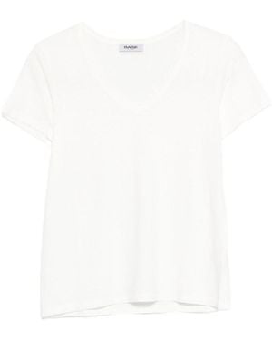 Base London Solid V Neck T-Shirt - White