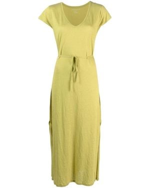Majestic Linen Blend Long Dress - Yellow