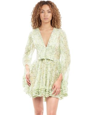 Stella McCartney Floral V Neck Mini Dress - Green