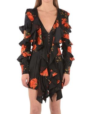 Philipp Plein V-Neck Ruffle Dress - Black