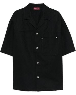 Gucci Gg Denim Short-Sleeved Shirt - Black