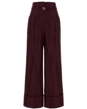 Fendi Relaxed Pleated Pants - Purple