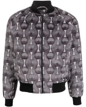 OZWALD BOATENG Printed Velvet Bomber Jacket - Gray