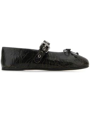 Miu Miu Leather Ballet Flats - Black