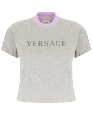 Versace Logo Crew Neck T-Shirt - Gray