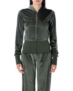 Balenciaga Bistretch Velvet Zip-Up Hoodie - Green