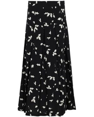 Alysi Printed Midi Skirt - Black