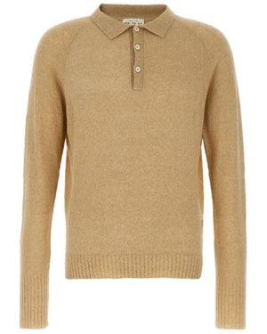 Ma'ry'ya Bouclé Cotton Polo Shirt - Natural
