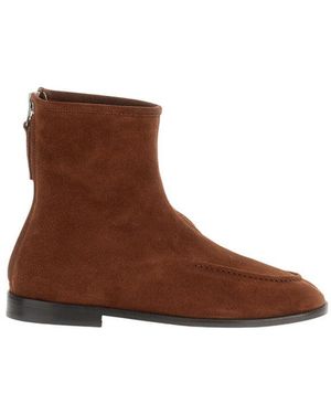 Hereu Soft Suede Ankle Boots With Seam Detail And Back Zip - Brown