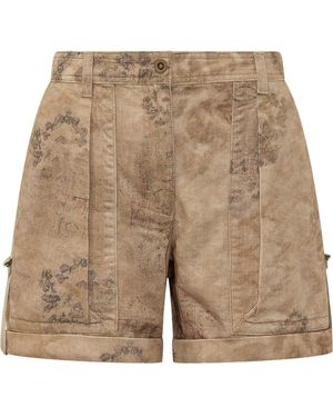Isabel Marant Mini Shorts With Pocket And Cuff - Natural
