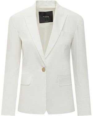 Pinko Solid Notched Lapel Blazer - White