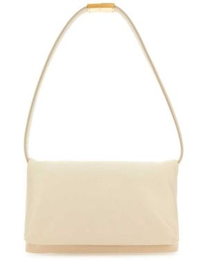 Marni Ivory Leather Prisma Shoulder Bag - White