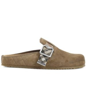 Burberry Suede Mules - Brown
