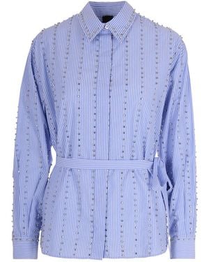 Pinko Stripes Embellished Shirt - Blue