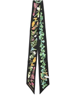 Ferragamo Mini Floral Bandana Scarves - Green