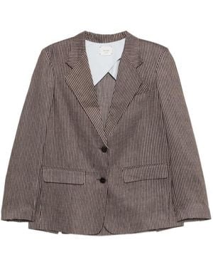 Alysi Single Breasted Blazer Jacket - Brown