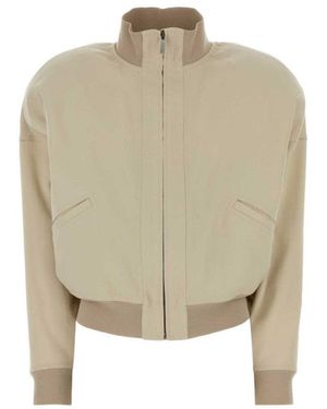 Gucci Solid Mock Collar Jacket - Natural