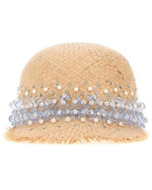 Prada Pearl Embellished Baseball Cap - Natural