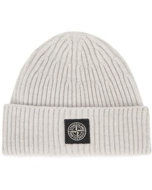 Stone Island Knitted Beanie Cap - White