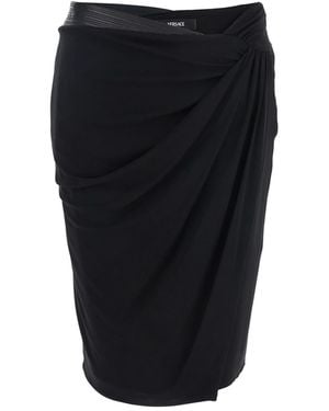 Versace Skirt With Draped Design And Metallic Decorations - Black