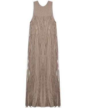 Alysi Textured Round Neck Maxi Dress - Natural