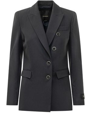 Pinko Solid Notched Lapel Blazer - Black