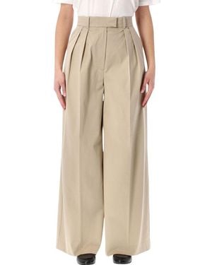 Anine Bing Lou High-Rise Wide Trousers - Natural