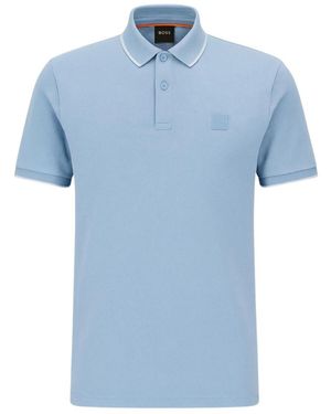 BOSS Textured Polo T-Shirt - Blue