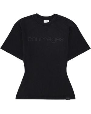 Courreges Logo Crew Neck T-Shirt - Black