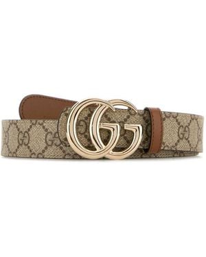 Gucci Logo Buckle Reversible Belt - Natural