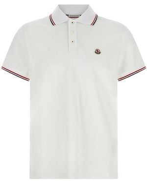 Moncler Piqu Cotton Polo Shirt - White