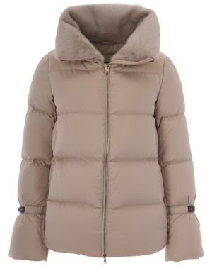 Herno Quilted Mock Collar Jacket - Brown