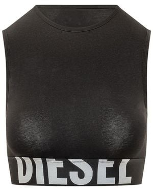 DIESEL Logo Crew Neck Top - Black