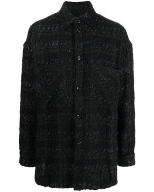 Faith Connexion Tweed Overshirt with Pockets - Black