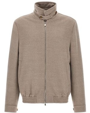Brunello Cucinelli Solid Bomber Jacket - Brown