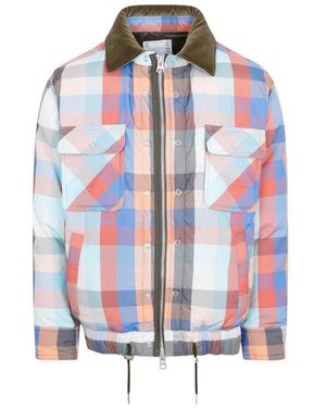 Sacai Multicoloured Plaid Padded Blouson - Blue