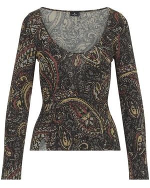 Etro Paisley Scoop Neck Sweater - Gray
