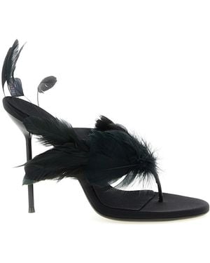 Paris Texas 'Lidia Feather Thong' Mules - Black