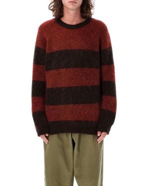 YMC Crewneck Striped Sweater - Red