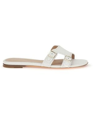 Santoni Leather Flats - White