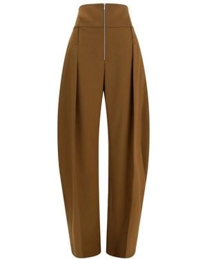 Ferragamo Tapered Pleated Pants - Brown