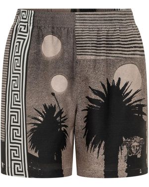 Versace Graphic Print Shorts - Black