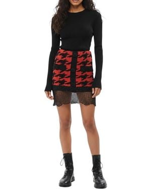Balmain Houndstooth Mini Skirt - Red